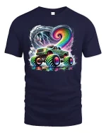 Neon Storm Monster Truck T-shirt - navy t-shirt on white background