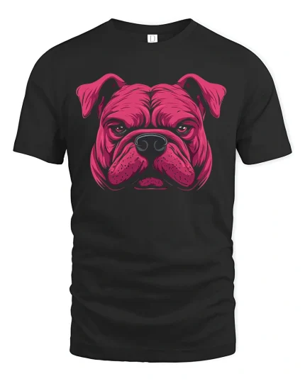 Fierce Bulldog Face T-Shirt - black t-shirt on white background