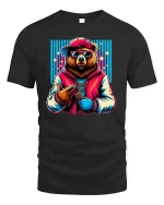 Rapper Bear Hip Hop T-Shirt - black t-shirt on white background