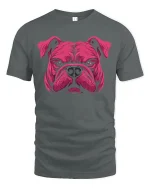 Fierce Bulldog Face T-Shirt - gray t-shirt on white background