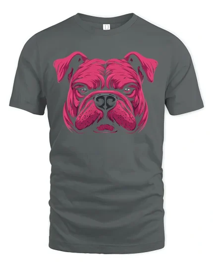 Fierce Bulldog Face T-Shirt - gray t-shirt on white background