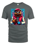 Rapper Bear Hip Hop T-Shirt - gray t-shirt on white background