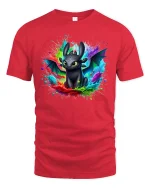 Cute Dragon Color Splash Fantasy T-Shirt - red t-shirt on white background