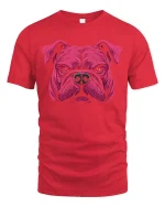 Fierce Bulldog Face T-Shirt - red t-shirt on white background