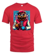 Rapper Bear Hip Hop T-Shirt - red t-shirt on white background