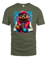 Rapper Bear Hip Hop T-Shirt - military green t-shirt on white background