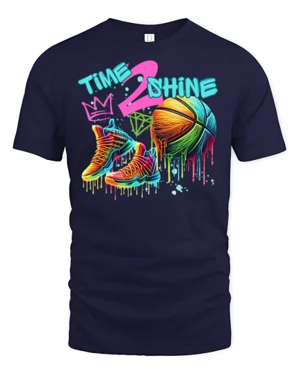 Time 2 Shine Basketball Shoes T-Shirt - navy t-shirt on white background