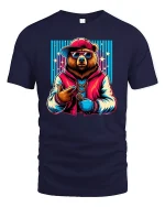 Rapper Bear Hip Hop T-Shirt - navy t-shirt on white background