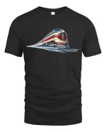 Retro Express Locomotive Train T-Shirt - black t-shirt on white background