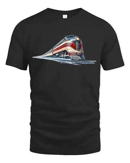 Retro Express Locomotive Train T-Shirt - black t-shirt on white background