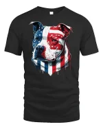 American Flag Pitbull Patriotic Dog T-Shirt - black t-shirt on white background