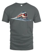 Retro Express Locomotive Train T-Shirt - gray t-shirt on white background