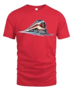 Retro Express Locomotive Train T-Shirt - red t-shirt on white background