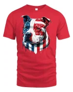 American Flag Pitbull Patriotic Dog T-Shirt - red t-shirt on white background