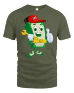 Funny Money Cartoon Dollar Bill T-Shirt - military green t-shirt on white background