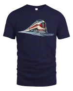 Retro Express Locomotive Train T-Shirt - navy t-shirt on white background
