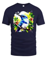 Colorful Kingfisher Bird Nature Art T-Shirt - navy t-shirt on white background