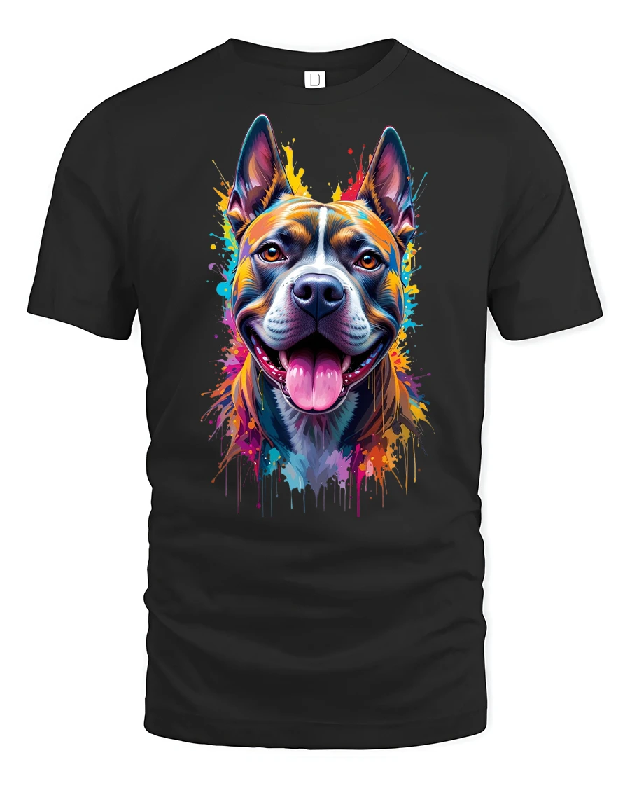 Color Splash Happy Dog Tee - 1 Color Splash Happy Dog Tee - black t-shirt on white background