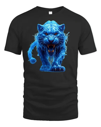 Fierce Blue Panther Graphic Tee - black t-shirt on white background