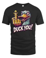 Funny Duck You Middle Finger Tee - black t-shirt on white background