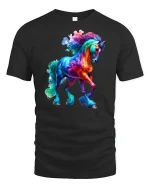 Rainbow Fantasy Horse Graphic Tee - black t-shirt on white background