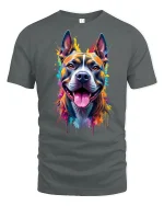 Color Splash Happy Dog Tee - gray t-shirt on white background