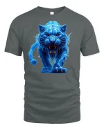 Fierce Blue Panther Graphic Tee - gray t-shirt on white background