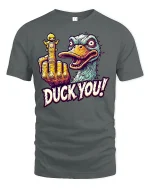 Funny Duck You Middle Finger Tee - gray t-shirt on white background