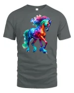 Rainbow Fantasy Horse Graphic Tee - gray t-shirt on white background