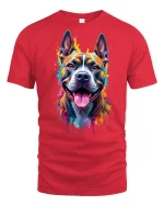 Color Splash Happy Dog Tee - red t-shirt on white background