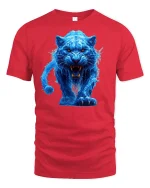Fierce Blue Panther Graphic Tee - red t-shirt on white background