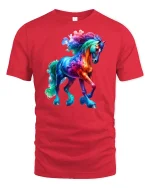 Rainbow Fantasy Horse Graphic Tee - red t-shirt on white background