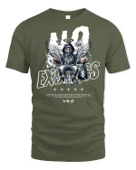 No Excuses Angel Streetwear T-Shirt - military green t-shirt on white background