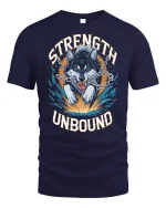 Strength Unbound Wolf Power T-Shirt - navy t-shirt on white background