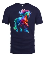Rainbow Fantasy Horse Graphic Tee - navy t-shirt on white background