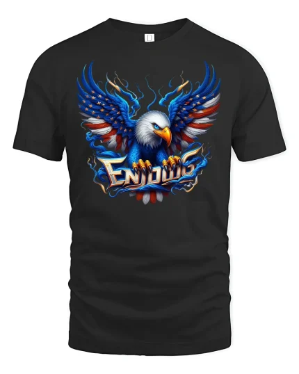 USA Bald Eagle T-Shirt - black t-shirt on white background