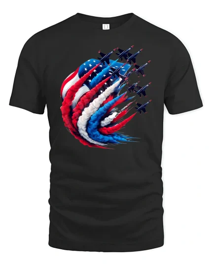 American Fighter Jets Patriotic Tee - black t-shirt on white background