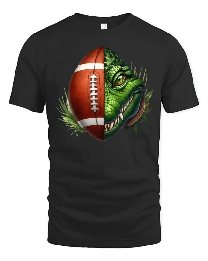 Alligator Football Fusion T-Shirt - black t-shirt on white background
