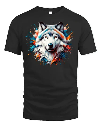 Fierce Wolf Head Graphic Tee - black t-shirt on white background