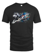 Wild Wolf Running Graphic Tee - black t-shirt on white background