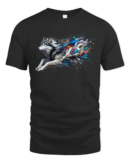 Wild Wolf Running Graphic Tee - black t-shirt on white background