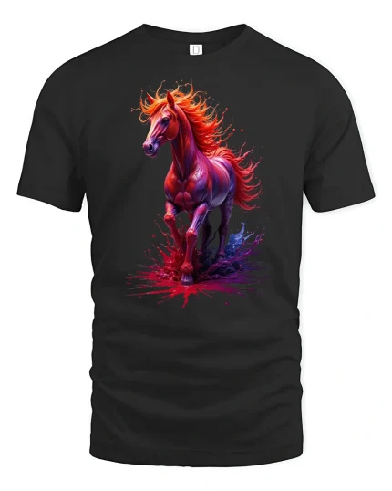Fiery Spirit Horse T-Shirt - black t-shirt on white background