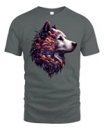 Mystic Wolf Clouds Graphic T-Shirt - gray t-shirt on white background