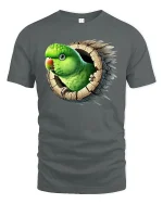 Funny Parrot Peek Out Tee - gray t-shirt on white background