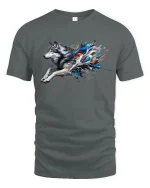 Wild Wolf Running Graphic Tee - gray t-shirt on white background