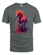 Fiery Spirit Horse T-Shirt - gray t-shirt on white background