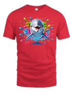 Happy Dolphin Ocean Graphic T-Shirt - red t-shirt on white background