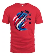 American Fighter Jets Patriotic Tee - red t-shirt on white background