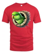 Funny Parrot Peek Out Tee - red t-shirt on white background