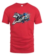 Wild Wolf Running Graphic Tee - red t-shirt on white background